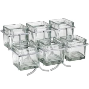 151-180939 Rectangular 6 Compartment Condiment Jar Display - Clear/Silver