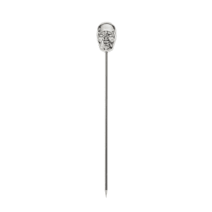 132-M37064 4 3/8" Cocktail Pick w/ Skull Top, Stainless