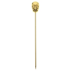 132-M37064GD 4 3/8" Cocktail Pick w/ Skull Top, Gold