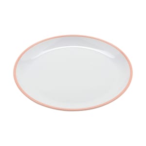284-BF710GF 7" Melamine Bread/Side Dish Plate, White w/ Grapefruit Pink Trim