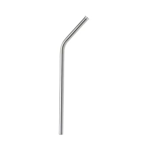 132-M37113 8 1/2" Curved Metal Straw - Stainless Steel, Mirror Finish