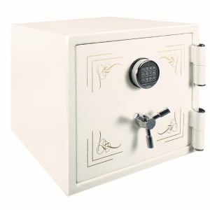 470-AX13616 1.91 cu ft Jewelry Safe w/ Keypad Lock - Steel, White