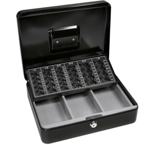 470-CB11790 Cash Box w/ Key Lock - (3) Compartment Tray, Steel, Black