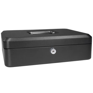 470-CB11834 Cash Box w/ Key Lock - (5) Compartment Tray, Steel, Black
