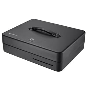 470-CB13052 Cash Box w/ Key Lock - (5) Compartment Tray, Steel, Black