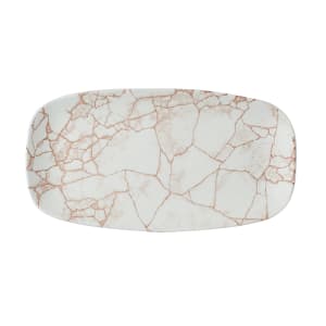 893-KTAMXO111 11 3/4" x 6" Oblong Studio Prints® Plate - Ceramic Kintsugi Coral