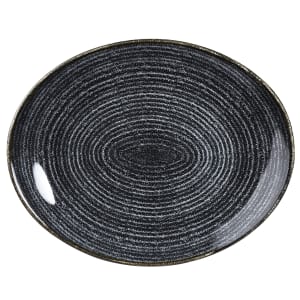 893-SPCBOP581 Oval Studio Prints® Stackable Coupe Plate - 10 5/8" x 9", Ceramic, Charcoal Black