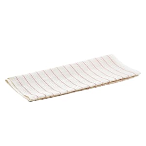 080-BTGP21 White Glass Polishing Towel w/ Red Pin Strips, 16" x 29", Lint-Free