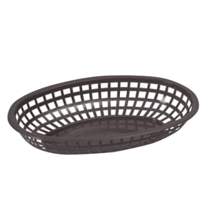 080-POBK Oval Fast Food Basket - 10 1/4" x 6 3/4" x 2", Heavy Duty Premium Plastic, Black