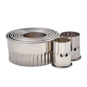 080-CST12 11 Piece Round & Fluted Cookie Cutter Set w/ Storage Container, Stainless Steel, 2"H