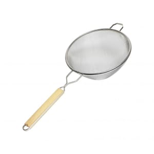 438-SLSTN5310 10" Strainer w/ Single Medium Mesh & Wooden Handle, Stainless Steel