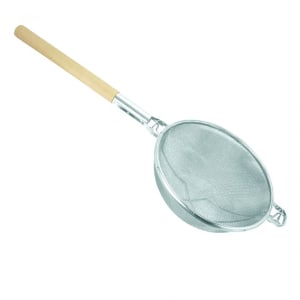 438-SLSTN3314R 13 3/4" Strainer w/ Double Fine Mesh & Wooden Handle, Nickle Plated