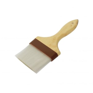 438-WDPB005N 4" Flat Pastry Brush - Nylon Bristles, Brown Plastic Ferrule, Wood Handle