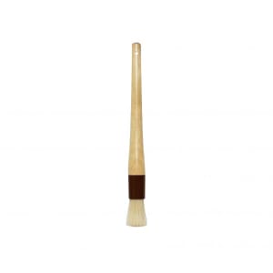 438-WDPB006 1" Round Pastry Brush - Boar Bristles, Brown Plastic Ferrule, Wood Handle