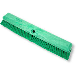 028-41890EC09 18" Push Broom Head with Fine/Medium Polyester Bristles - Plastic Block, Green