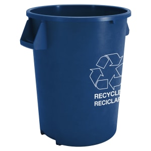 028-841032REC14 32 gallon Blue Recycling Waste Container - Plastic, Round, Built-in Handles