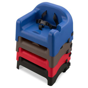 028-911414 Single Height Booster Seat w/ Safety Strap & Cup Holder - Polypropylene, Blue