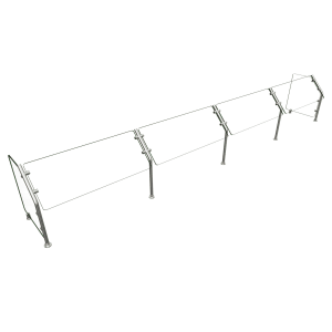 042-ES31144 Self Service Mounted Food Shield - 144" x 18" x 22", Glass/Stainless Steel