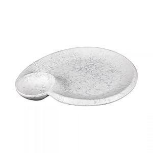 701-B429095GYM 9 1/2" x 8" Oval Chip & Dip Plate - Melamine, Gray Marble