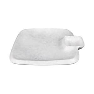 701-B428090GYM 9" x 8" Oval Chip & Dip Plate - Melamine, Gray Marble