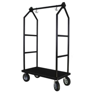 607-BCF105BL Luggage Cart w/ Plywood Deck - 43"L x 25"W x 75"H, Black