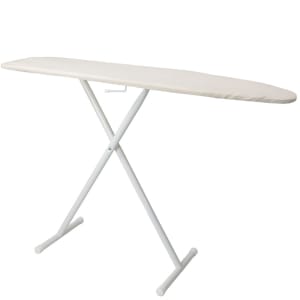 607-IHBCDSF11 Full Size Ironing Board w/ Light Khaki Cotton Cover - 53"L x 14"W x 36"H, White Steel Legs