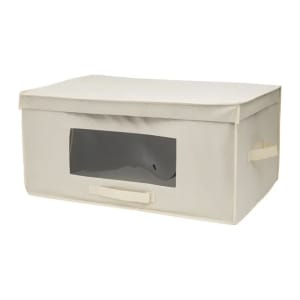 607-BLKTBOX Blanket Box w/ Clear Window - 23 1/2"W x 15"D x 11"H, Non Woven Fabric, Ivory