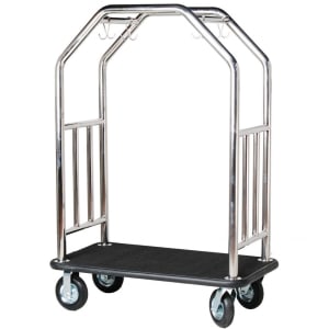 607-ESSSBB8 Estate Series Bellman's Cart w/ Black Carpet - 48"L x 27"W x 71"H, Stainless Steel