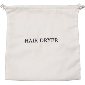 607-HDBAGWH Hair Dryer Bag w/ Drawstring Closure - 12" x 12", Poly/Cotton, White w/ Navy Embroidery
