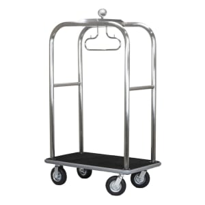 607-RTBOARDWALK2A Luggage Cart w/ Carpeted Deck - 48"L x 27"W x 76"H, Silver