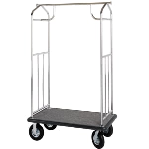 607-XDBCSS6 Luggage Cart w/ Carpeted Deck - 43"L x 25"W x 73"H, Silver
