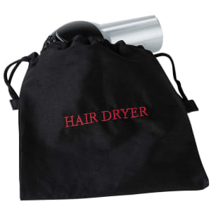 607-HDBAG Hair Dryer Bag w/ Drawstring Closure - 12" x 12", Poly/Cotton, Black w/ Red Embroidery
