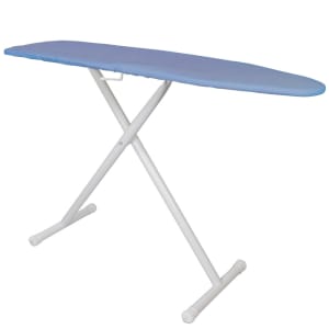 607-IB48CDSF02 Compact Ironing Board w/ Blue Cotton Cover - 48"L x 14"W x 36"H, White Steel Legs