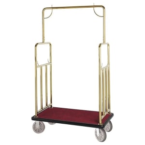 607-BCF107TG Luggage Cart w/ Carpeted Deck - 43"L x 25"W x 75"H, Gold