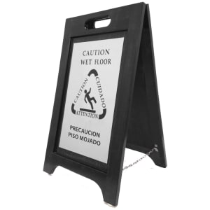 607-BLWFNI Multi-Lingual Caution Sign - 2 Sided Wood/Black