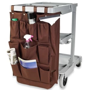 607-CB9BR Deluxe Caddy Bag w/ 9 Pockets - Polyester, Brown