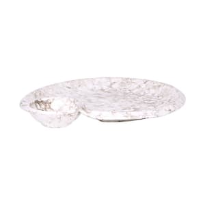 701-B429095BRM 9 1/2" x 8" Oval Chip & Dip Plate - Melamine, Brown Marble