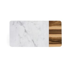 701-M714RCMHWC Rectangular Sierra Serving Board - 14 1/4" x 7", Melamine, Faux Hickory Wood/Carrera Marble