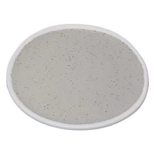 284-P101DVG 10 1/2" Round Melamine Dinner Plate, Dove Gray w/ White Trim