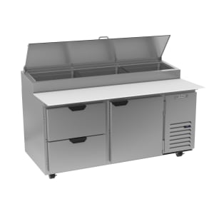 Beverage-Air DPD67HC-2 67&quot; Hydrocarbon Series Pizza Prep Table w/ Refrigerated Base, 115v