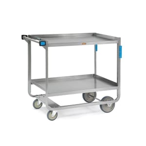 121-958 2 Level Stainless Utility Cart w/ 1000 lb Capacity, Raised Ledges