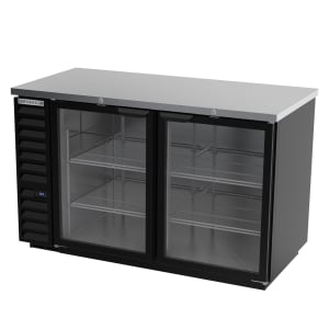 118-BB58HC1GB 59" Bar Refrigerator - 2 Swinging Glass Doors, Black, 115v