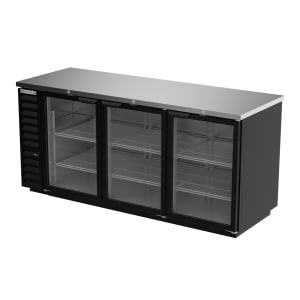 118-BB78HC1GB 79" Bar Refrigerator - 3 Swinging Glass Doors, Black, 115v