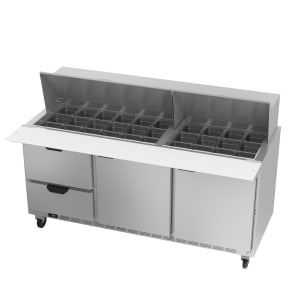 118-SPED72HC30M2 72" Hydrocarbon Series Mega Top Sandwich/Salad Prep Table w/ Refrigerated B...