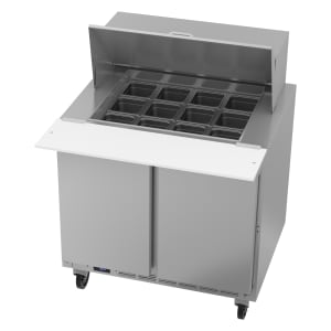 118-SPE36HC12M 36" Hydrocarbon Series Mega Top Sandwich/Salad Prep Table w/ Refrigerated Bas...
