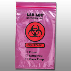 909-LAB20609RE Lab-Loc® Reclosable 3-Wall Specimen Bags - 6" x 9", Polyethylene, Red Tint