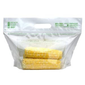 909-OSZ115955BGP Ready. Chef. Go!® Self Seal Stand Up Pouch - 11 1/2" x 9 3/4", Plastic, Clear/Printed