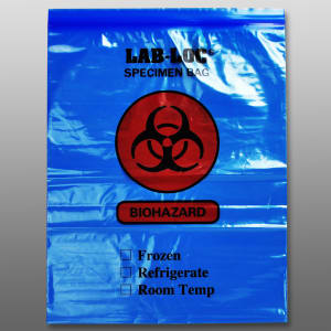 909-LAB221215BE Lab-Loc® Reclosable 2-Wall Specimen Bags - 12" x 15", Polyethylene, Blue Tint