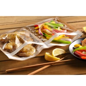 909-OSS1609DCP Ready. Chef. Go!® Self Seal Cooking Bag w/ (2) Compartments - 16" x 9", Plastic, Clear/Printed