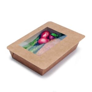 909-RCGHSLDOBOX Ready. Chef. Go!® Machine Sealable Dual-Ovenable Container w/ Clear Window, 7 1/2" x 5 1/2"